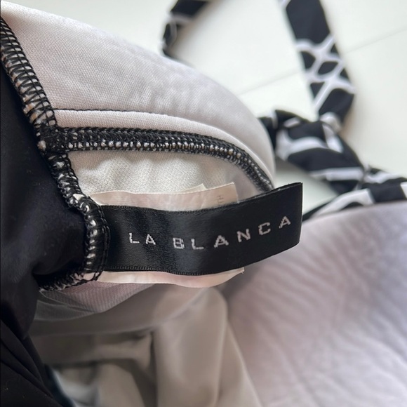 La Blanca One Piece Black and White Halter Swimsuit 4 - Picture 7 of 8
